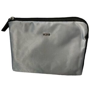 Tumi for Delta Gray Nylon Toiletry Pouch Zip Travel Cosmetic Case Makeup Bag